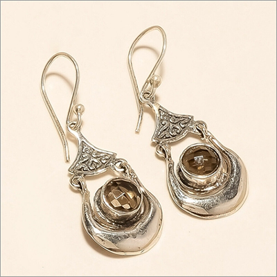 Sterling Silver Natural Brazilian Smoky Topaz Earring