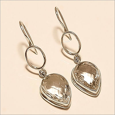 Sterling Silver Natural Russian White Topaz Earring