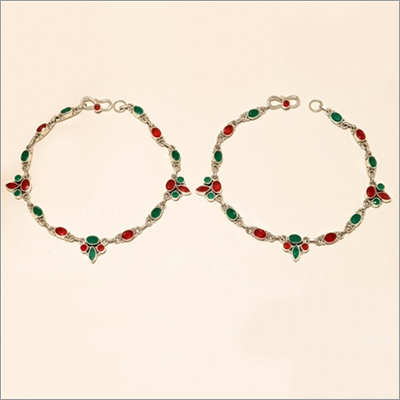 Natural African Emerald Ruby Anklet