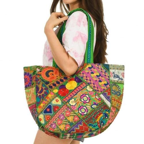 Flower Design Cotton Traditional Ethnic Rajasthani Jaipuri Embroidered Handbag