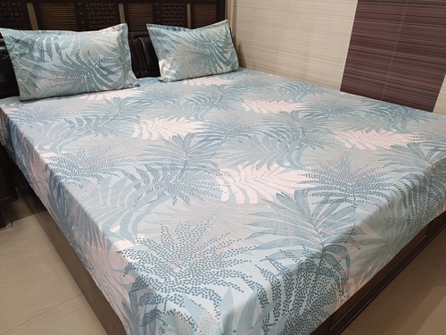 Abc Textile Pure Cotton Printed King Size Double Bedsheet With Two Pillow Covers - (100x108 Inches) 250tc