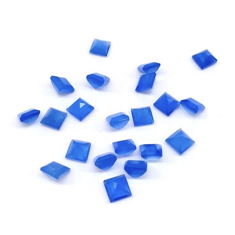 6mm Blue Chalcedony Faceted Square Loose Gemstones