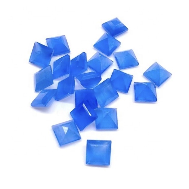 6mm Blue Chalcedony Faceted Square Loose Gemstones