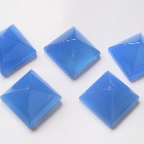 9mm Blue Chalcedony Faceted Square Loose Gemstones