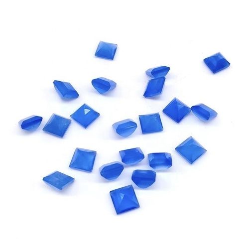 12mm Blue Chalcedony Faceted Square Loose Gemstones