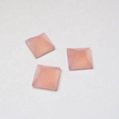 5mm Pink Chalcedony Faceted Square Loose Gemstones