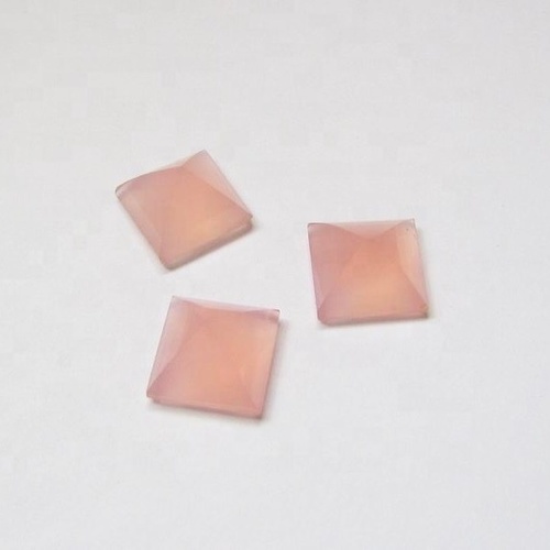 5mm Pink Chalcedony Faceted Square Loose Gemstones