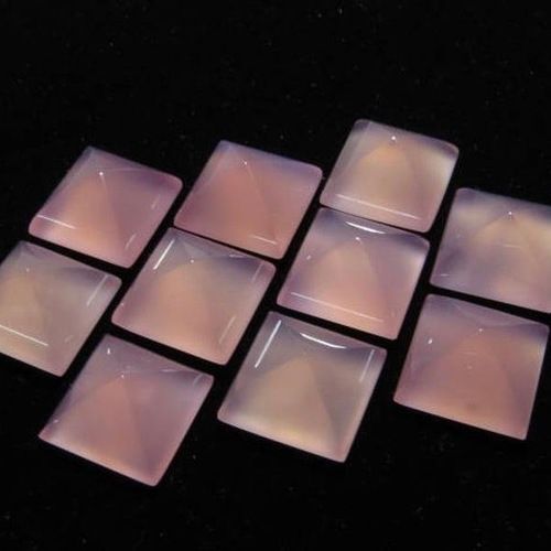 8mm Pink Chalcedony Faceted Square Loose Gemstones