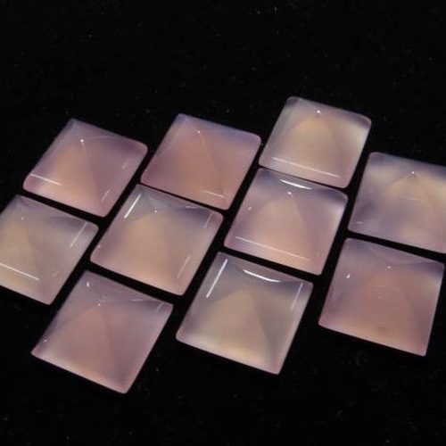 10mm Pink Chalcedony Faceted Square Loose Gemstones