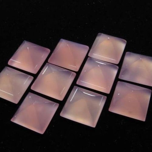 12mm Pink Chalcedony Faceted Square Loose Gemstones