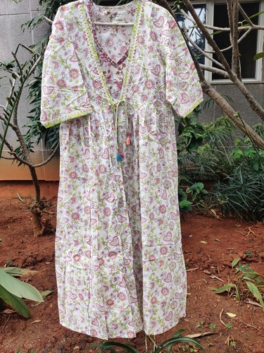 String Tie Block Printed Shrug