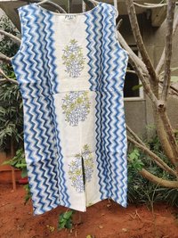Cut Sleeved Block Printed Long Top