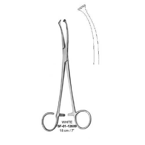 White Tonsil Siezing Forceps - Stainless Steel, 18 cm, Curved White | Precise Gripping, Secure Hold, Sterilizable