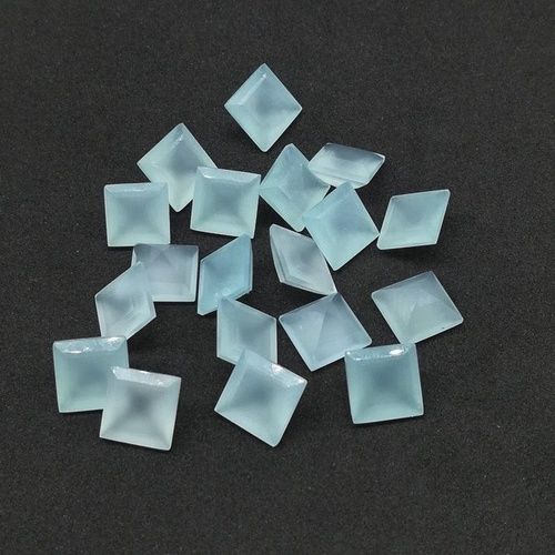 9mm Aqua Chalcedony Faceted Square Loose Gemstones