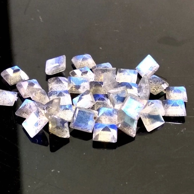 4mm Labradorite Faceted Square Loose Gemstones