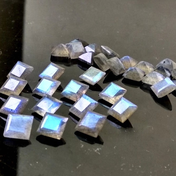4mm Labradorite Faceted Square Loose Gemstones