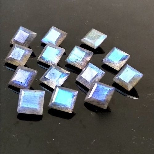 6mm Labradorite Faceted Square Loose Gemstones Grade: Aaa