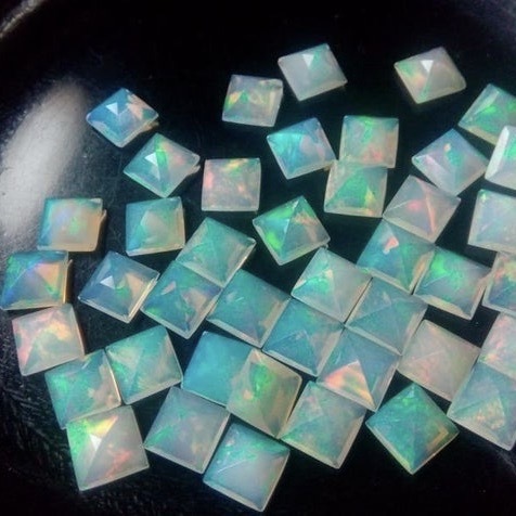 3mm Ethiopian Opal Faceted Square Loose Gemstones