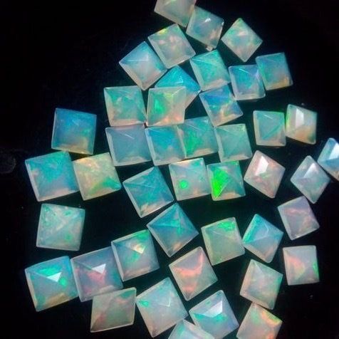 6mm Ethiopian Opal Faceted Square Loose Gemstones