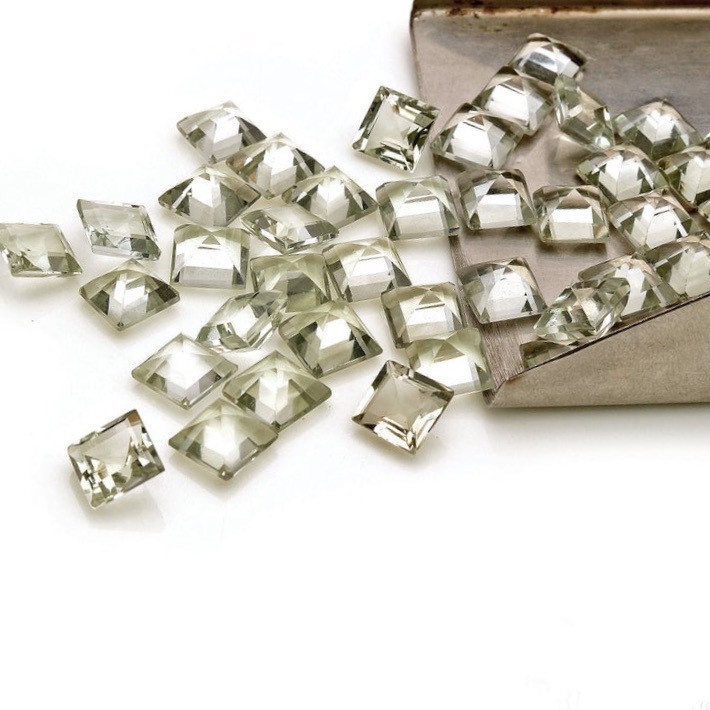 5mm Green Amethyst Faceted Square Loose Gemstones