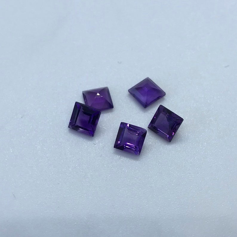 3mm African Amethyst Faceted Square Loose Gemstones