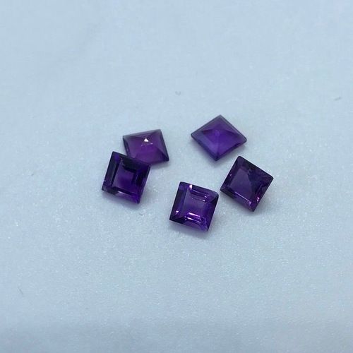 5mm African Amethyst Faceted Square Loose Gemstones