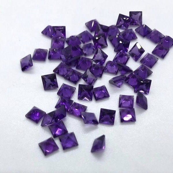 5mm African Amethyst Faceted Square Loose Gemstones