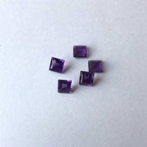 6mm African Amethyst Faceted Square Loose Gemstones