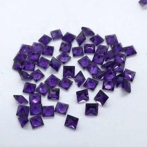 7mm African Amethyst Faceted Square Loose Gemstones