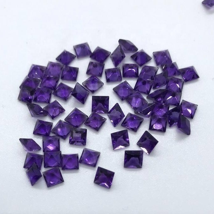 8mm African Amethyst Faceted Square Loose Gemstones