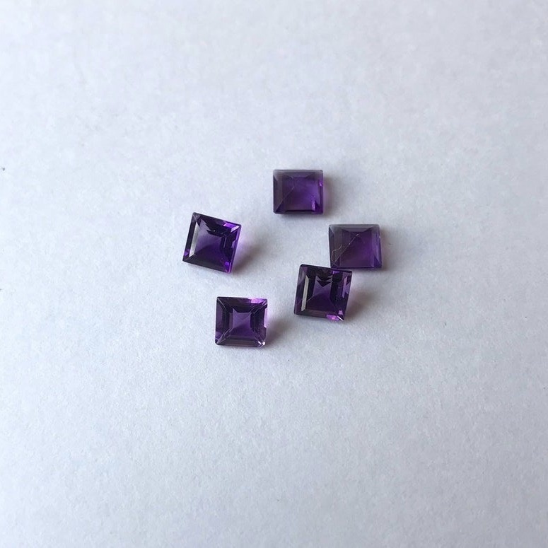 9mm African Amethyst Faceted Square Loose Gemstones
