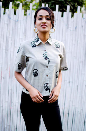 Grey Block Printed Shirt