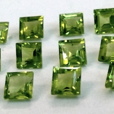 3mm Peridot Faceted Square Loose Gemstones