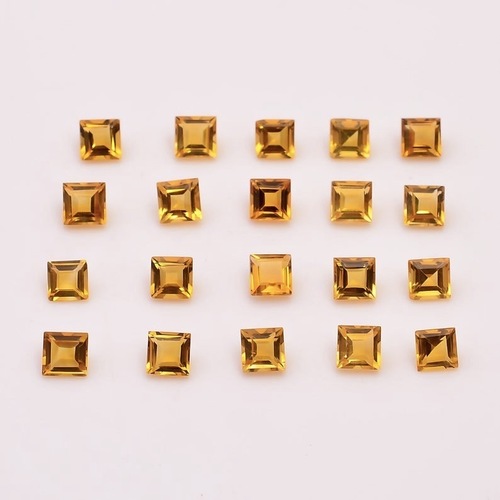 4mm Citrine Faceted Square Loose Gemstones