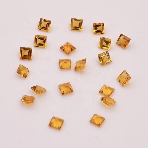 5mm Citrine Faceted Square Loose Gemstones