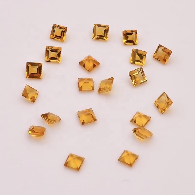6mm Citrine Faceted Square Loose Gemstones
