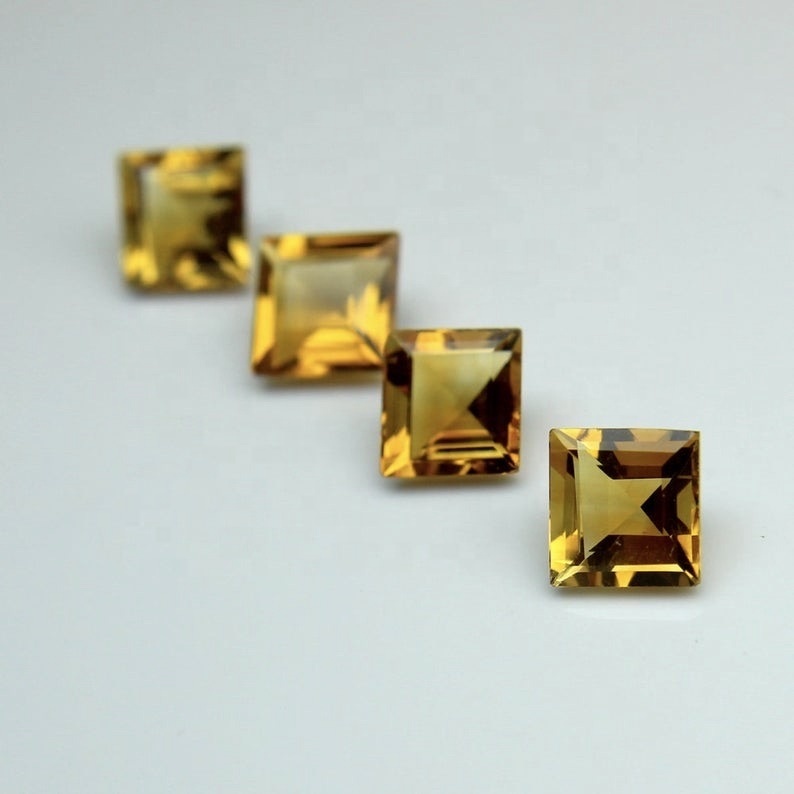 7mm Citrine Faceted Square Loose Gemstones