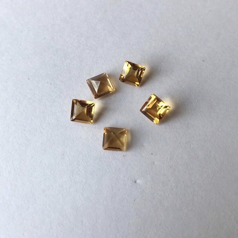 8mm Citrine Faceted Square Loose Gemstones