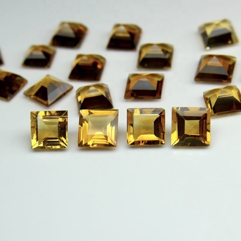 11mm Citrine Faceted Square Loose Gemstones