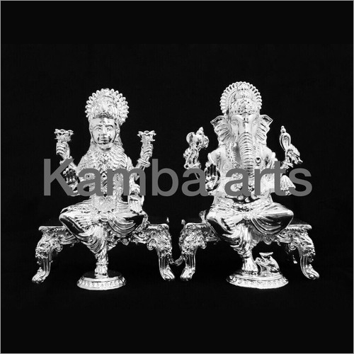 Silver Laxmi Ganesh Idol