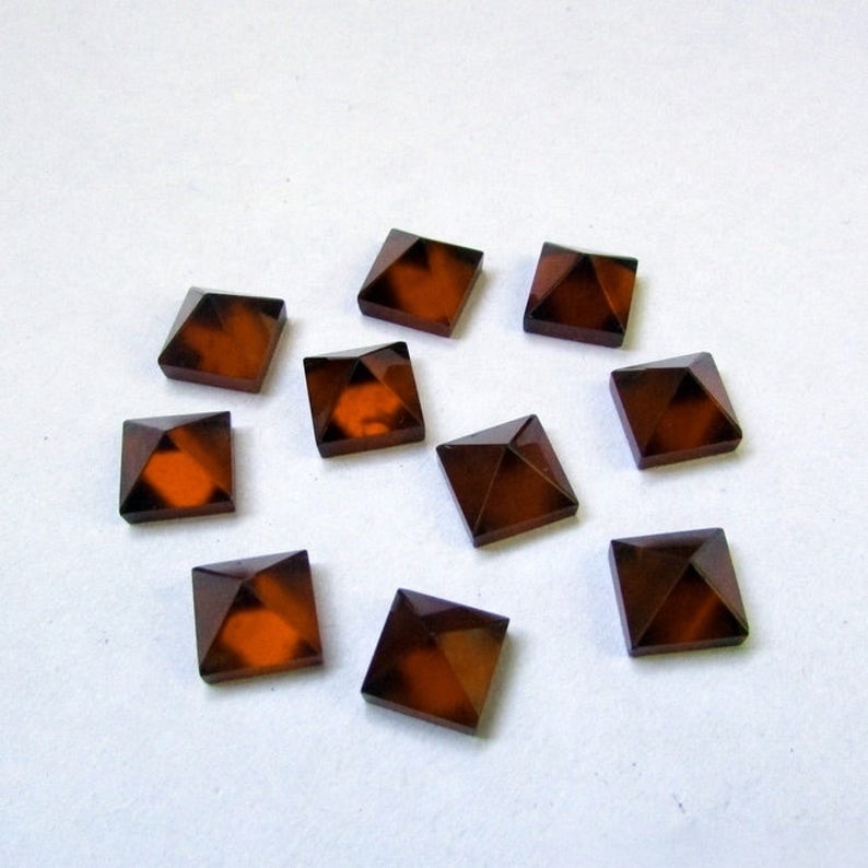 4mm Hessonite Garnet Faceted Square Loose Gemstones