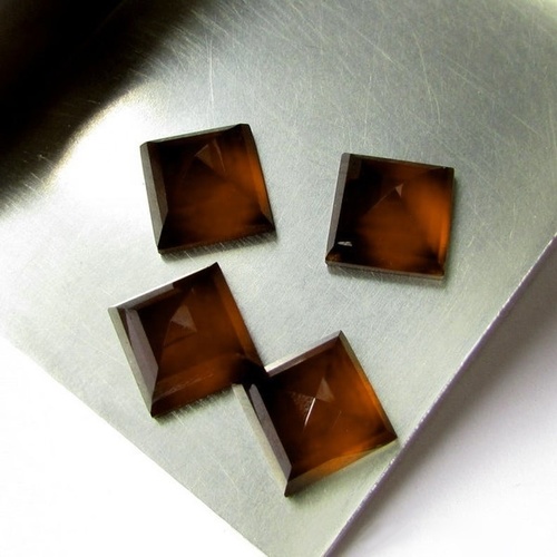 6mm Hessonite Garnet Faceted Square Loose Gemstones