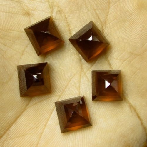 7mm Hessonite Garnet Faceted Square Loose Gemstones