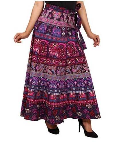 Antique Indian Cotton Hand Printed Wrap Skirts
