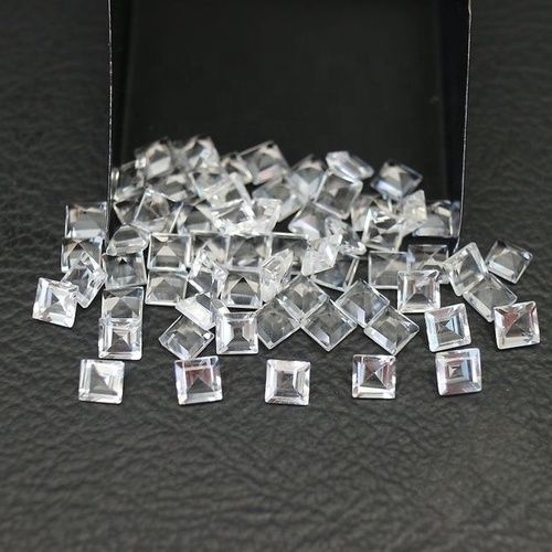 4mm White Topaz Faceted Square Loose Gemstones