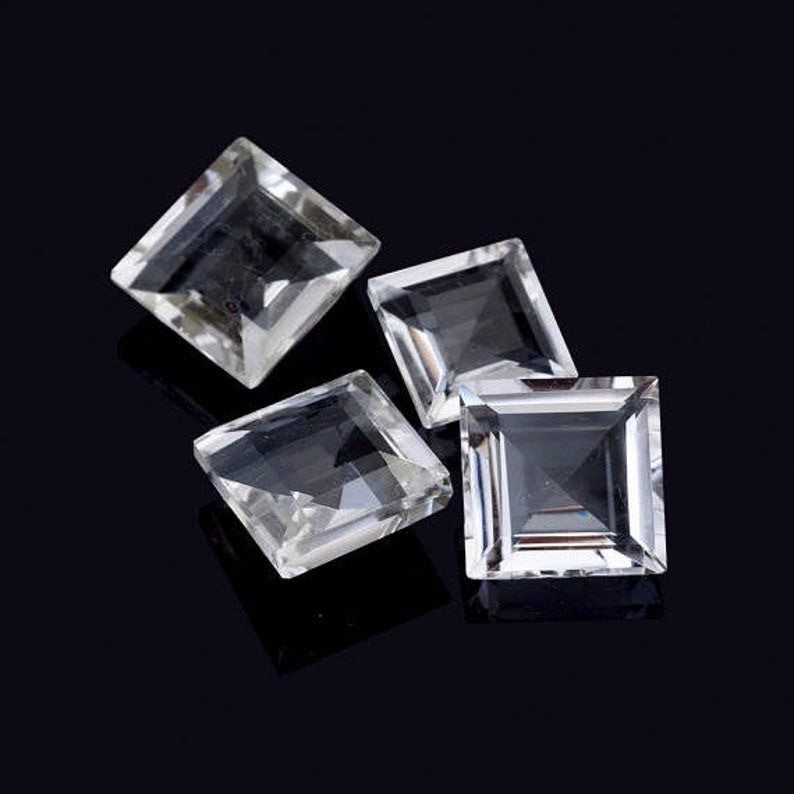 5mm White Topaz Faceted Square Loose Gemstones