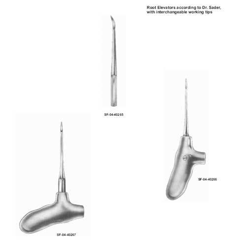 Root Elevators According To Dr. Sader, With Interchangeable Working Tips