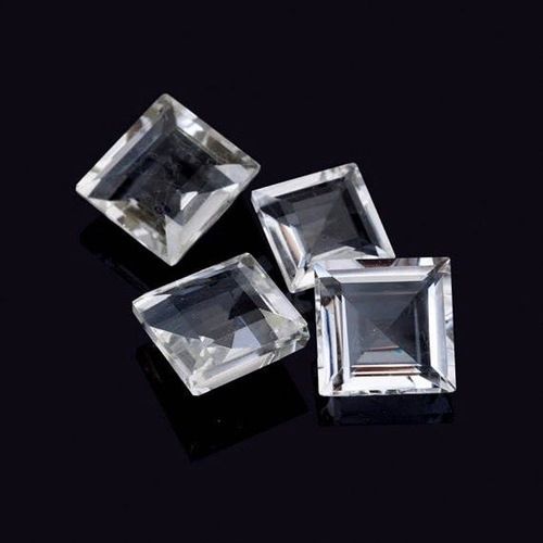 9mm White Topaz Faceted Square Loose Gemstones