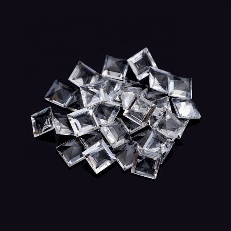 9mm White Topaz Faceted Square Loose Gemstones