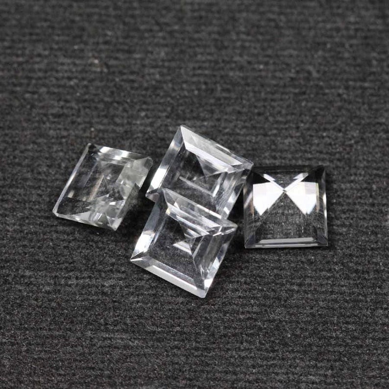 9mm White Topaz Faceted Square Loose Gemstones